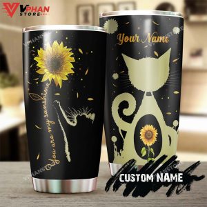 Cat Sunflowers You Are My Sunshine Personalized Tumbler 1