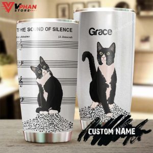 Cat The Sound Of Silence Tuxedo Cat Personalized Tumbler 1