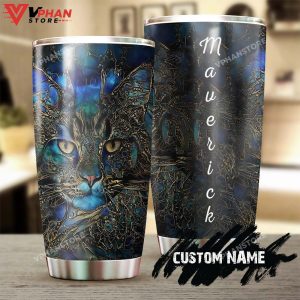 Cat Trippy Metal Style Personalized Tumbler 1