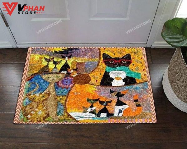 Cats Art Easy Clean Welcome DoorMat