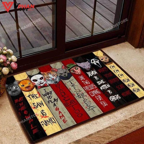 Cats Halloween Easy Clean Welcome DoorMat