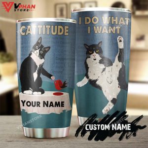 Cattittude I Do What I Want Personalized Tumbler 1