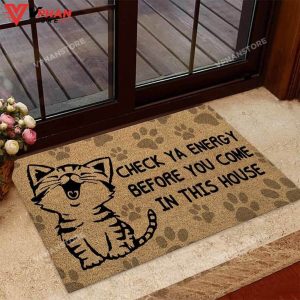 Check Ya Energy Cat Coir Pattern DoorMat 1