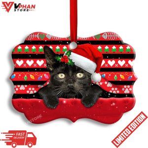 Christmas Black Cat Funny Xmas Decor Tree Ornament 1