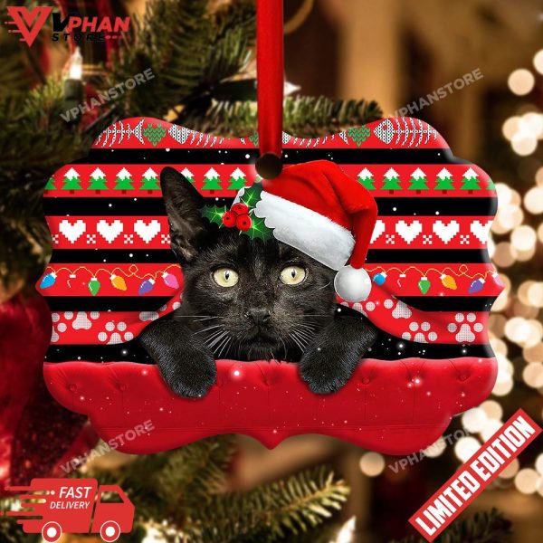 Christmas Black Cat Funny Decor Tree Ornament