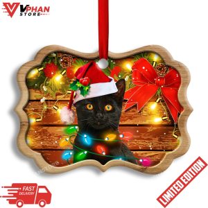 Christmas Black Cat Funny Xmas Light Decor Ornament 1