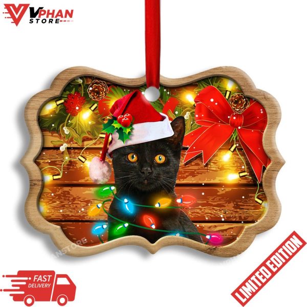 Black Cat Funny Xmas Light Decor Christmas Ornament