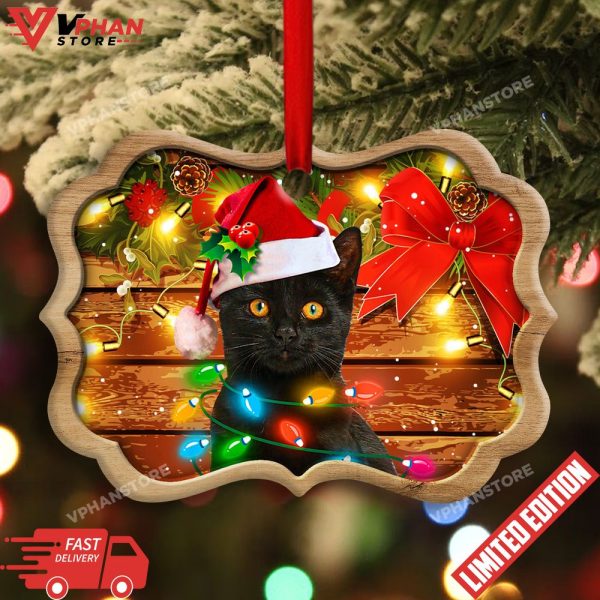 Black Cat Funny Xmas Light Decor Christmas Ornament