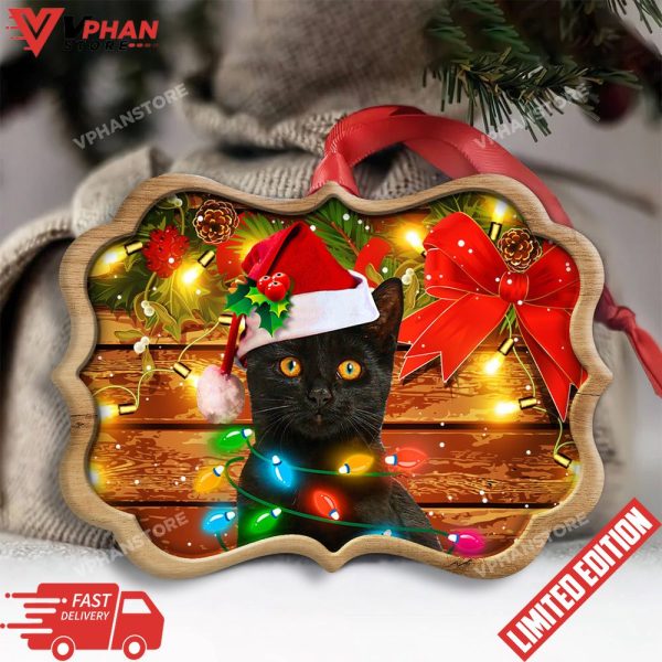 Black Cat Funny Xmas Light Decor Christmas Ornament