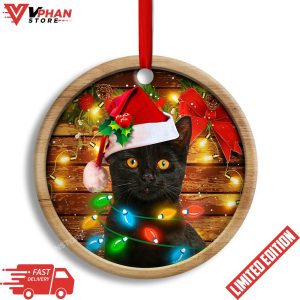 Christmas Black Cat Funny Xmas Light Decor Tree Hanging Ornament 1