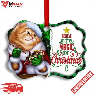 Christmas Cat Cute Kitten Meowy Xmas Horizontal Ornament 1