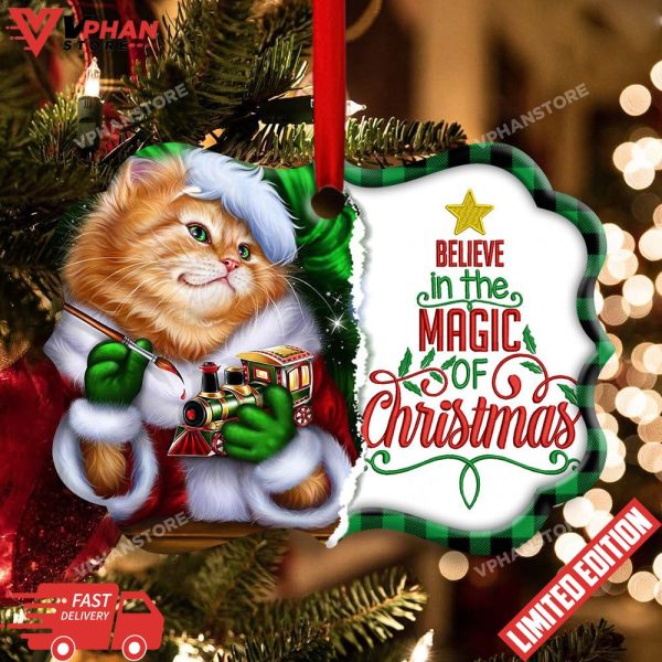 Christmas Cat Cute Kitten Meowy Xmas Horizontal Ornament