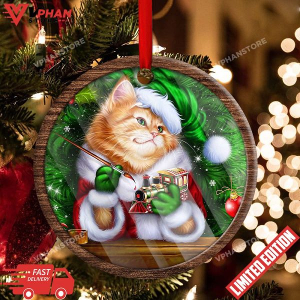 Christmas Cat Cute Kitten Meowy Xmas Round Ornament