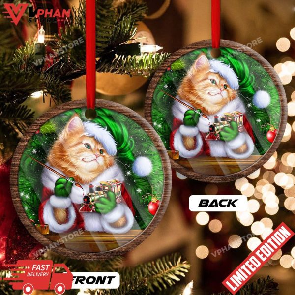 Christmas Cat Cute Kitten Meowy Xmas Round Ornament