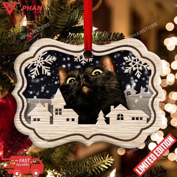 Christmas Cat Meow Xmas Winter Cats Cat Lovers Ornament