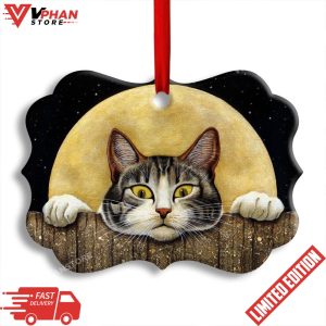 Christmas Cat With Moon Lover Cutie Horizontal Ornament 1