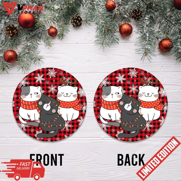 Christmas Funny Cats Round Ornament