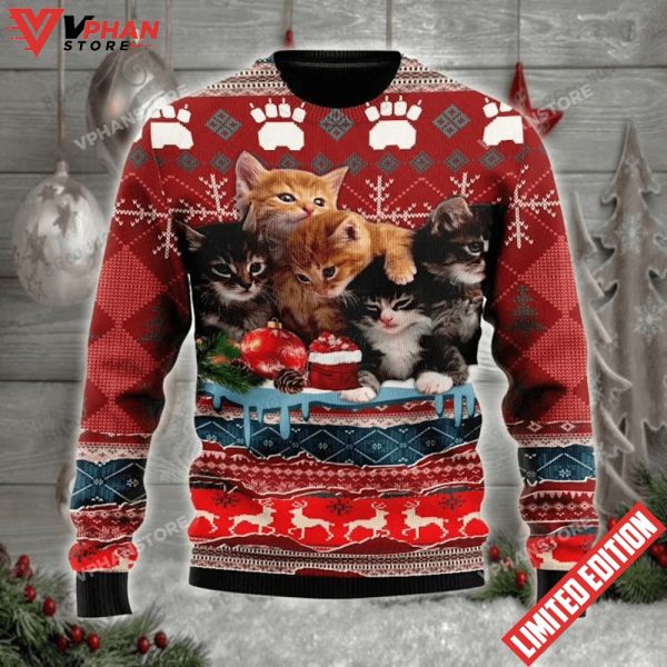 Christmas Kitty Cat Ugly Sweater