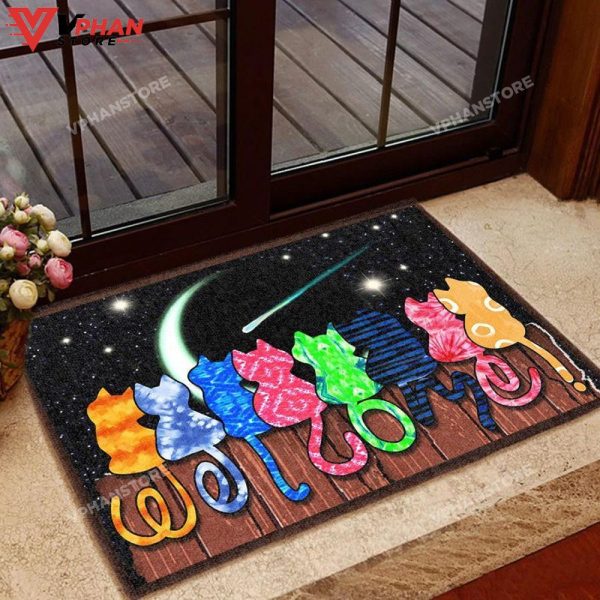 Galaxy Colorful Cat Welcome DoorMat