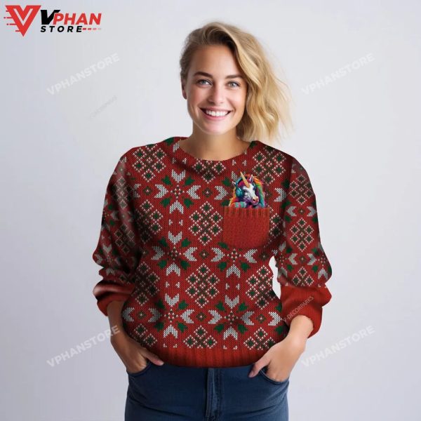 Colorful Unicorn 3D Ugly Christmas Sweater