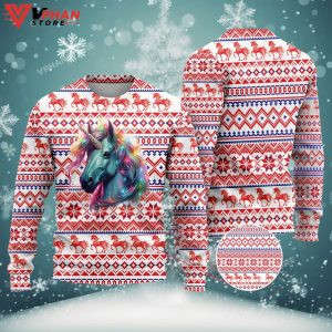 Colorful Unicorn Christmas Pattern Ugly Sweaters 1