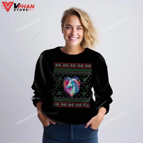 Colorful Unicorn Christmas Ugly Sweater For Men & Women