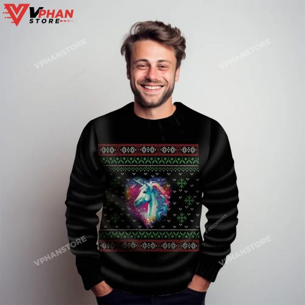 Colorful Unicorn Christmas Ugly Sweater For Men & Women