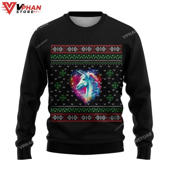 Colorful Unicorn Christmas Ugly Sweater For Men & Women