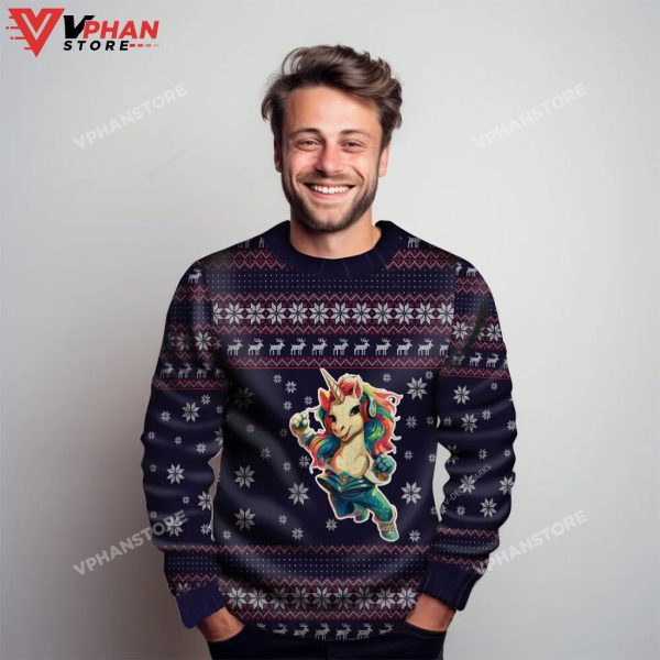 Colorful Unicorn Ugly Christmas Sweater