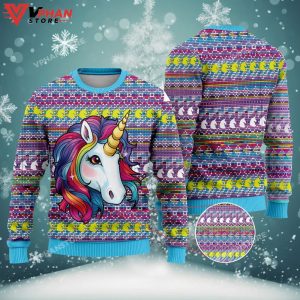 Colorful Unicorn Xmas Holiday Ugly Sweater 1