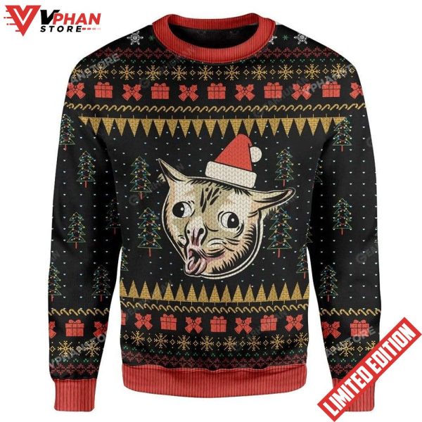 Coughing Cat Meme Apparel Ugly Sweater