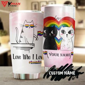 Couple Cat I Love Who I Love Personalized Tumbler 1