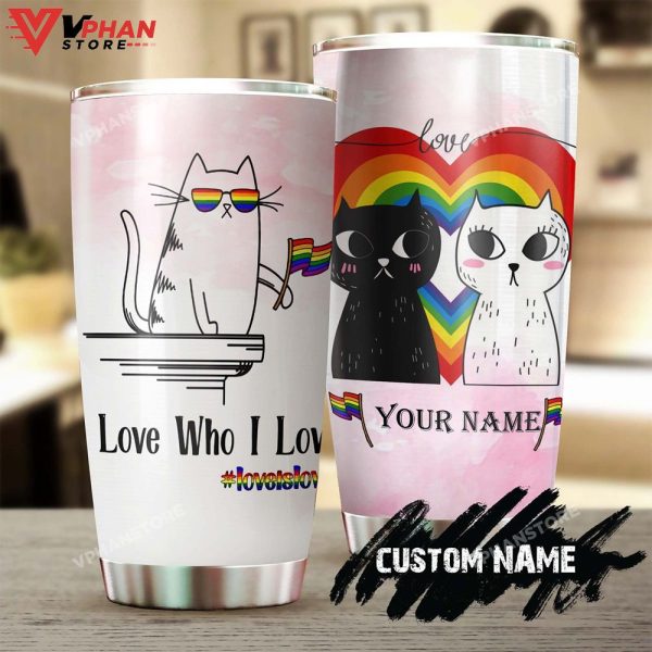 Couple Cat I Love Who I Love Personalized Tumbler