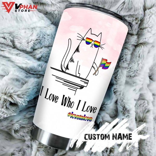 Couple Cat I Love Who I Love Personalized Tumbler