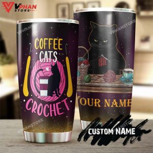 Crochet Cat Coffee Personalized Tumbler 1