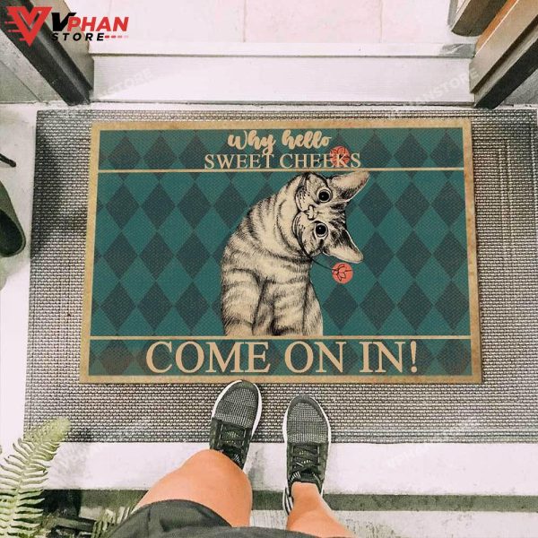 Curious Cat Welcome DoorMat