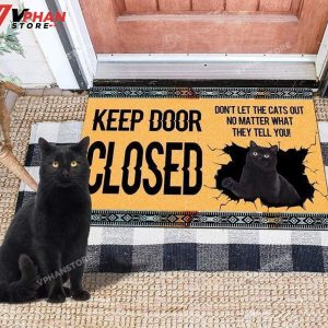 Custom Cat Keep Door Closed DoorMat