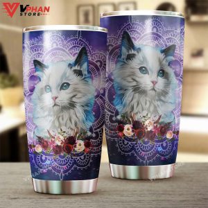 Cute British Longhair Cat Mandala Tumbler 1