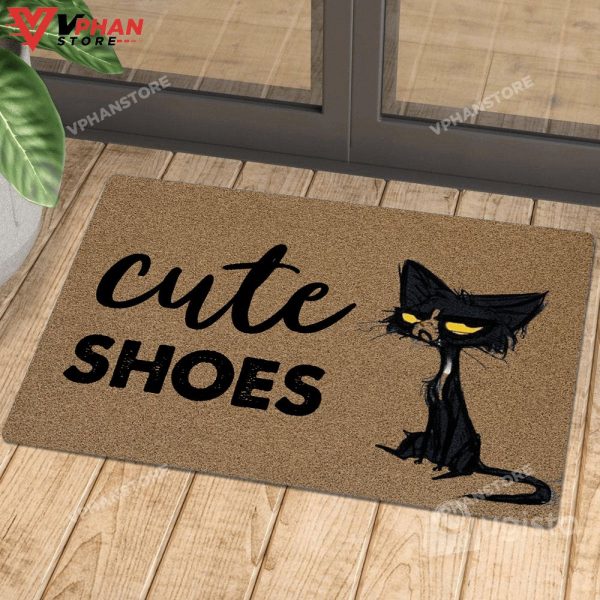 Cute Shoes Black Cat Doormat