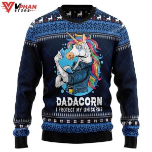 Dadacorn Protector Of My Unicorns Ugly Christmas Sweater 1