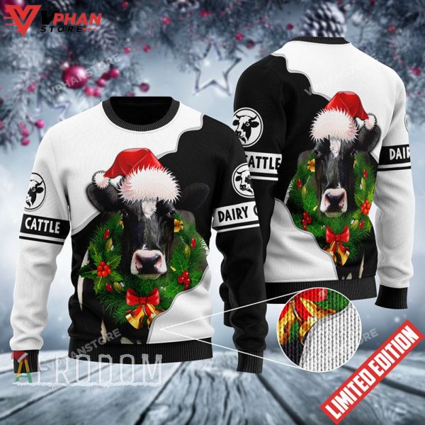 Dairy Cattle Cow Ugly Christmas Sweater