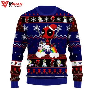 Deadpool Unicorn Rainbow Ugly Christmas Sweater 1