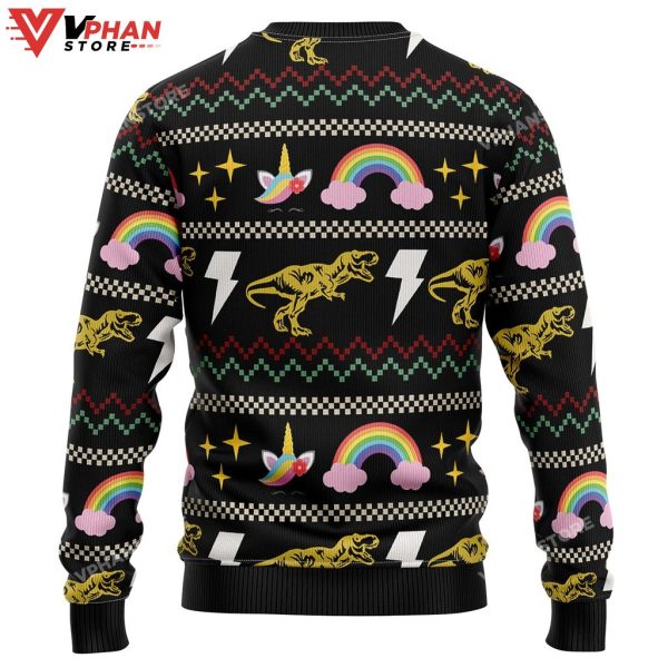 Dinosaur Unicorn Ride Hard Ugly Sweater