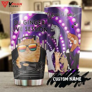 Dj Cat Party Cat Funny Cat Personalized Tumbler 1