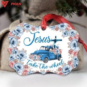 Faith Old Truck Jesus Take The Wheel Metal Ornament 1