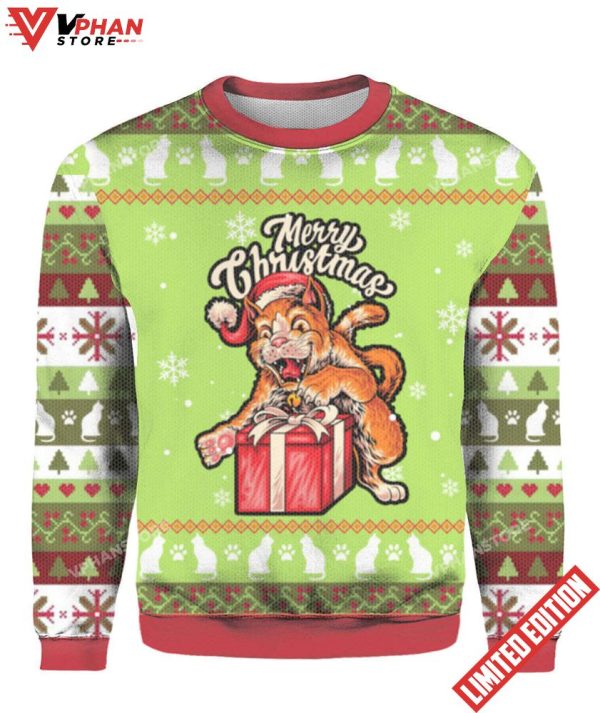 Funny Cat Merry Ugly Christmas Sweater