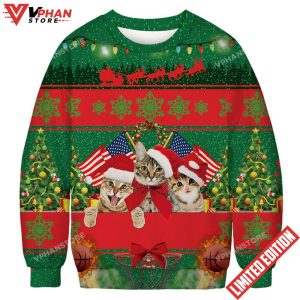 Funny Cat Ugly Christmas Sweater 1