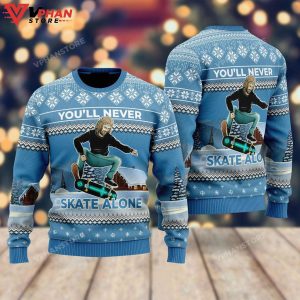 Funny Jesus Skateboarding Ugly Christmas Sweater 1