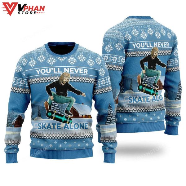 Funny Jesus Skateboarding Ugly Christmas Sweater