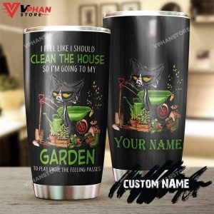 Gardening Cute Cat Personalized Steel Tumbler 1